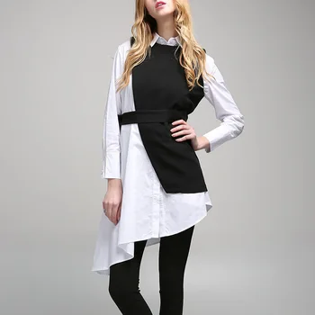 

Women's Wear 2020 Pullover Waistcoat Build Solid Color Irregular Medium Length Money Shirt Skirt Suit