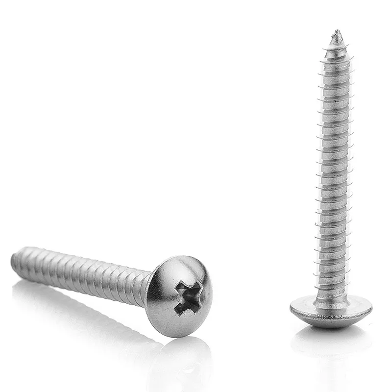 NINDEJIN 20/55pcs Cross Recessed Truss Head Self-tapping Screw 304 Stainless Steel M3 M4 M5 M6 Phillips Mushroom Head Wood Screw