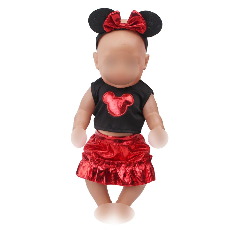43 см Одежда для маленьких кукол костюм для новорожденных с милыми ушками мышки детские игрушки Золотое Платье Подходит для американских 18 дюймовых кукол для девочек f545 - Цвет: Red
