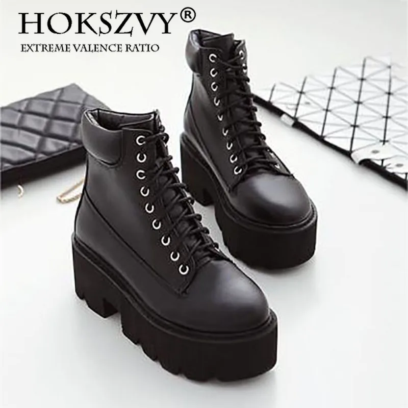 HOKSVZY/женские ботинки на платформе с толстым каблуком Сезон осень зима