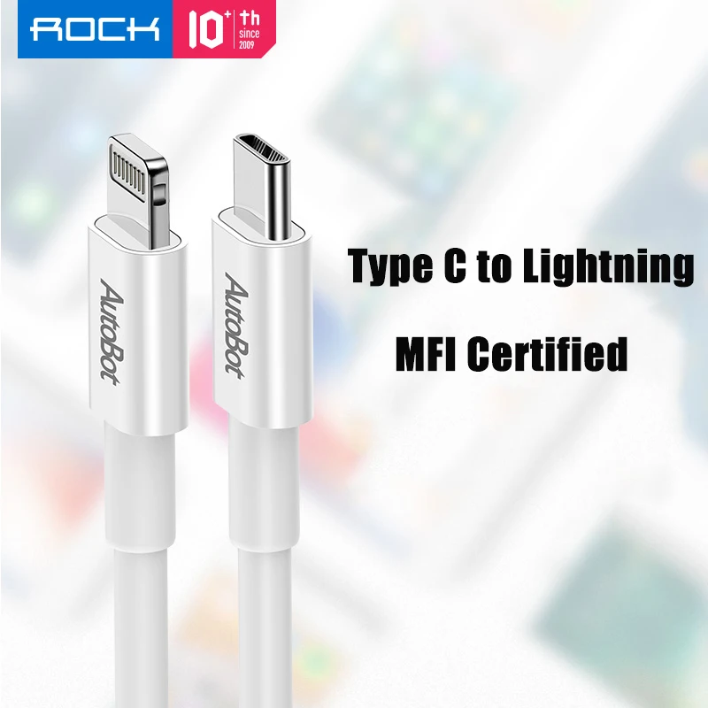 ROCK MFI USB-C-Lightning PD кабель для быстрой зарядки 18 Вт кабель для синхронизации типа C для iPhone X Xs Max iPad шнур для быстрой зарядки - Цвет: Type C to Lightning