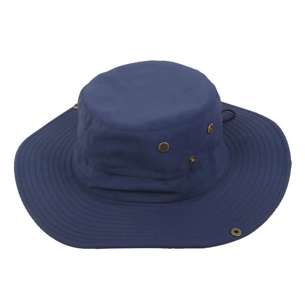 

Men Women Sun Protection Bucket Hat Drawstring Adult Fishing Wide Brim Foldable Solid Outdoor Activities Waterproof Camping