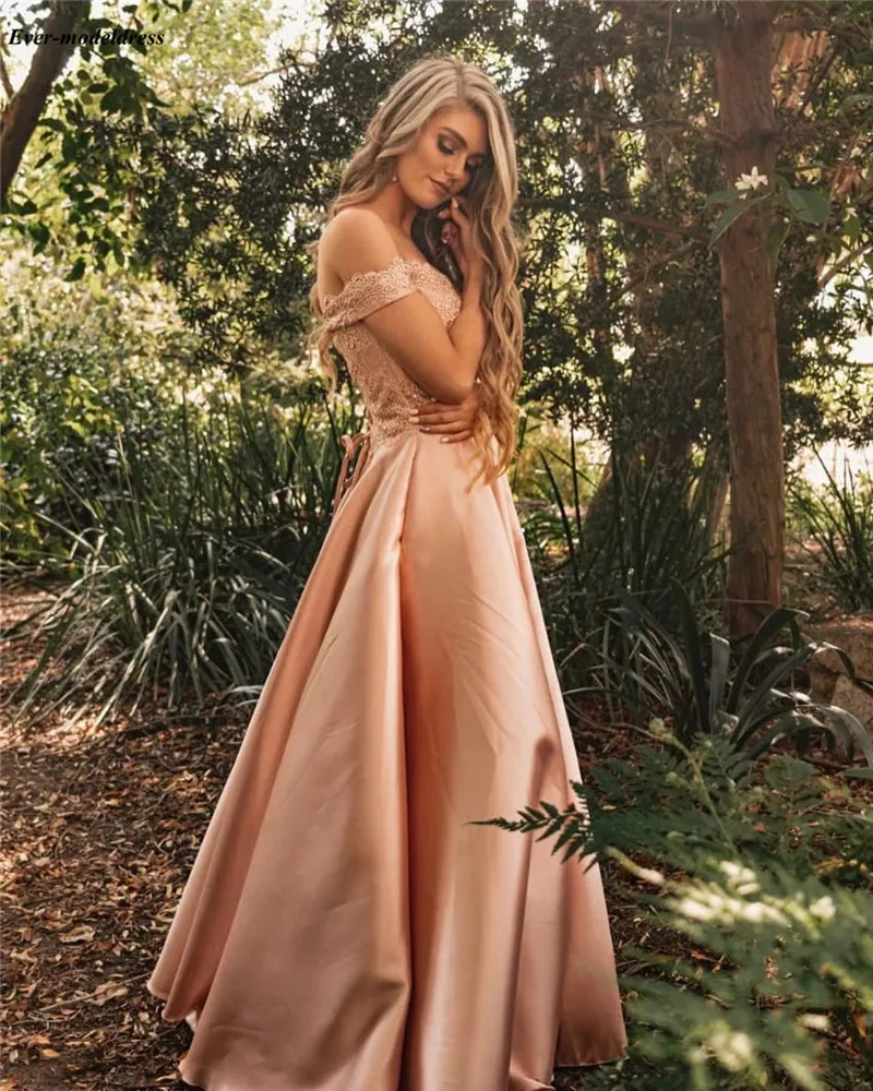 Robe Soriee, платья для выпускного вечера, кружевные аппликации, с открытыми плечами, корсет на спине, а-силуэт, скромные, вечерние, официальные платья, индивидуальные