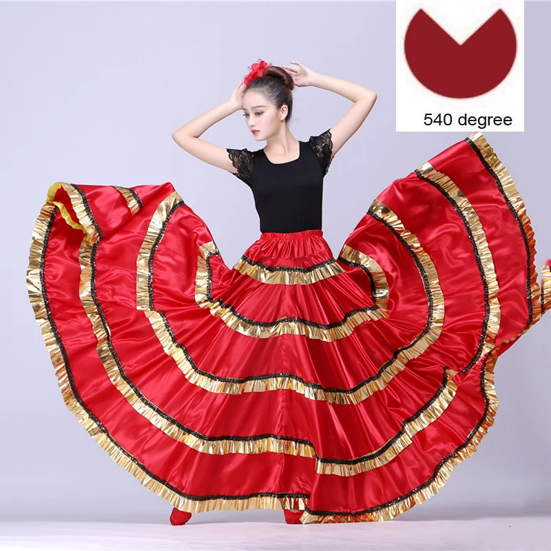 Плюс размер леди испанское фламенко юбочные танцевальные костюмы одежда для женщин Красная черная испанская коррида фестиваль костюм для танца живота - Цвет: Style2 540