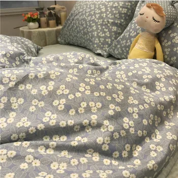 

Twin size king size 100% cotton blue color fragmentary flower shivering fitted bed sheet pillowcase quilt cover bed sets