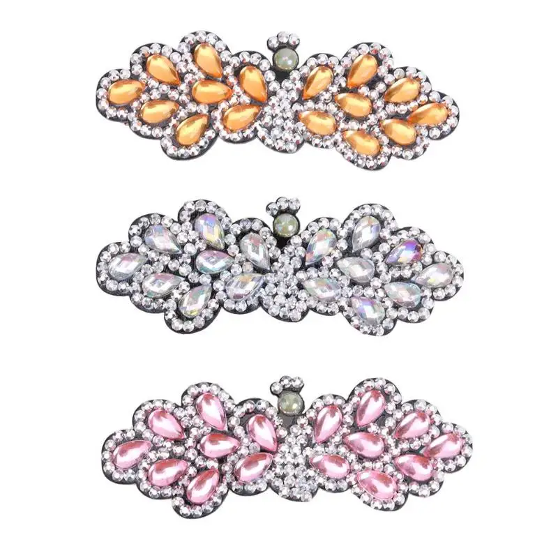 3pcs DIY Full Drill Diamond Painting Hair Clip Flower Leaf Barrette Hairpin Handmade Bobby Pin Hairpin Hair Styling Headdress