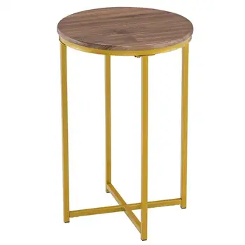 

[40.5 x 40.5 x 61]cm Simple Cross Foot Single Layer Wood Grain Round Edge Several 40.5 Round Gold