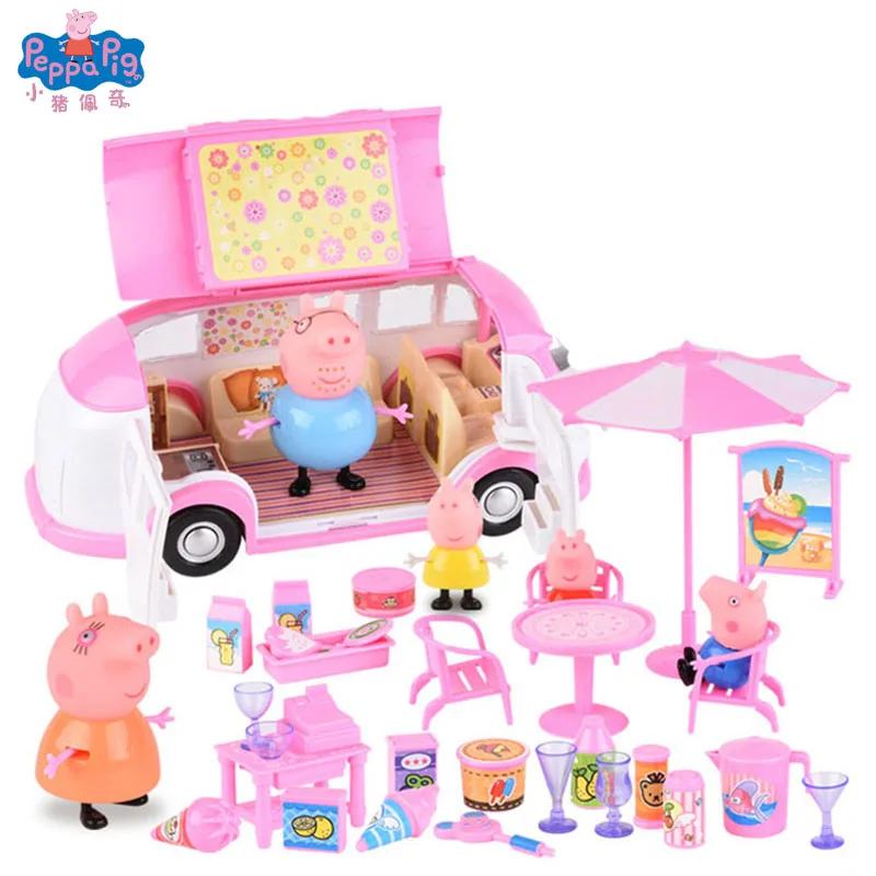 Peppa игрушки "Свинка", Свинка Пеппа, Camper автомобиля игрушки Фигурки Семья член для раннего развития игрушки со Свинкой Пеппой; подарок на день рождения - Цвет: 01
