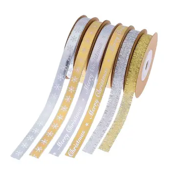 

Metallic Tassels Merry Christmas Letters Ribbon for DIY Gift Wrapping Decoration N58F