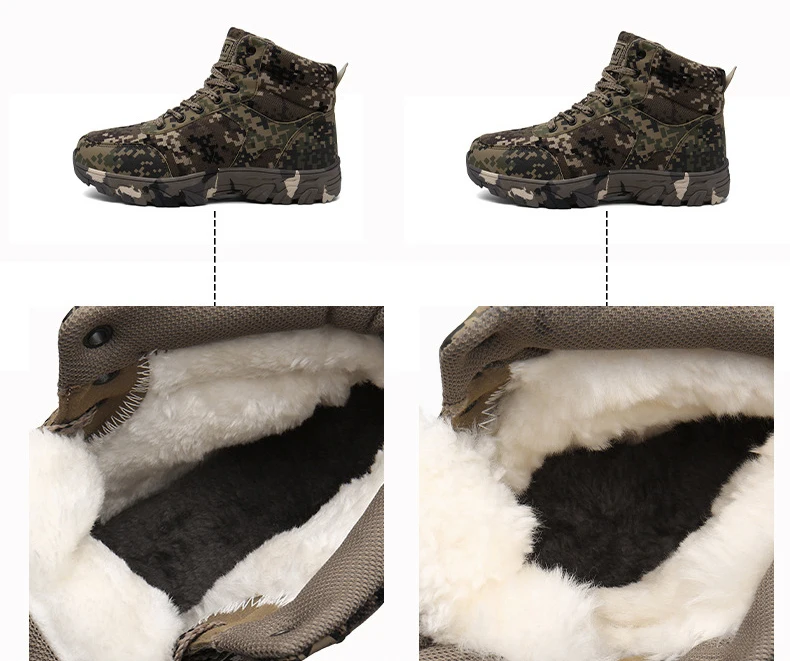 Winter with Fleece Warm Snow Boots Men Winter Camping Hiking Shoes Sneakers High Top Boots