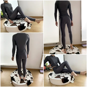 Transparent Glossy Women Clothes Sportswear Leggings Pants Sports Set Gym Seamless Long Sleeve Yoga Shirt Top Fitness Workout 4