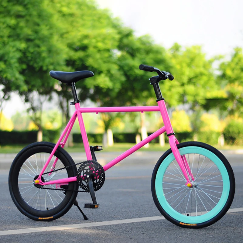 US $221.82 CHREAL Student Fixed Gear Bicycle Mountain Bike Extreme Sport Road Bicycle Men 20 Inch Wheel Double V Brake Front ForkRide