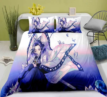 

Devil's Blade Anime Home Textile Pillow Case Quilt Demon Slayer Kimetsu No Yaiba Kamado Tanjirou Nezuko Home Decor Bedding Set
