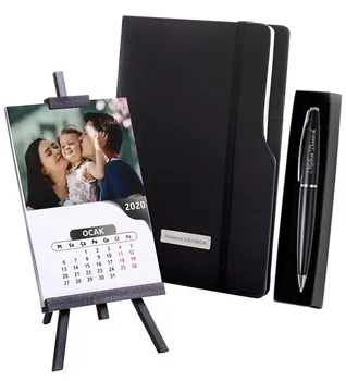 

Personalized Black Notebook & Desktop Easel & Metal Ballpoint Pen
