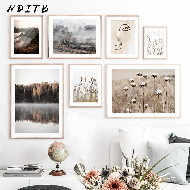 Bohemia Forest Landscape Canvas Painting Mountain Sunset Art Print Nordic Abstract Poster Nature Grass Picture Modern Home Decor