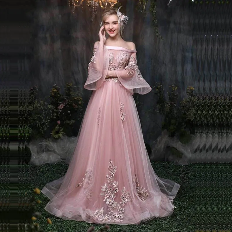 

Evening Dress Flowers Floral Print Women Party Dress 2019 Lace Up A-line Elegant Robe De Soiree Floor Length Evening Gowns LX032