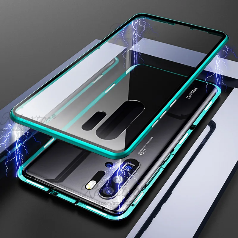 Чехол с магнитной адсорбцией для huawei p30 lite pro двусторонний чехол из закаленного стекла для телефона на p 30 p30lite металлический бампер