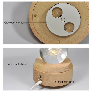 

Wooden Music Box Moon Style Luminous Rotating 3D Crystal Night Light Musical Box for Kids Girls DC112