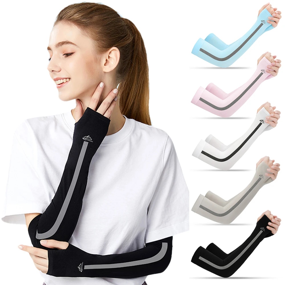 Riding Sunscreen Arm Sleeves Ice Silk Breathable Unisex Cuff Summer Cool Sleeves Outdoor Sports Running Arm UV Protection Cover Riding Sunscreen Arm Sleeves Ice Silk Breathable Unisex Cuff Summer Cool Sleeves Outdoor Sports Running Arm UV Protection Cover