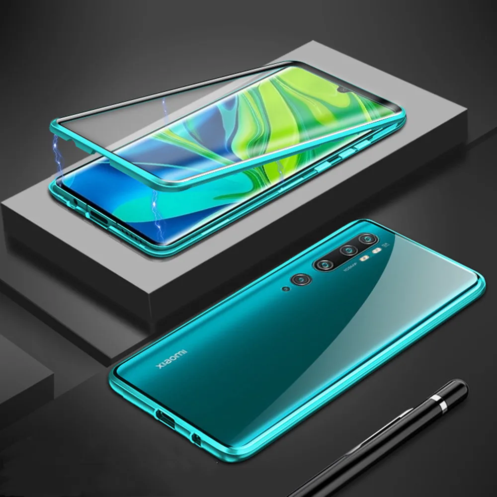 Магнитный чехол для Xiaomi Mi Note 10 Pro Чехол двухсторонний стеклянный бампер противоударный задний Чехол для Xiaomi Mi Note 10 CC9 Pro Чехол