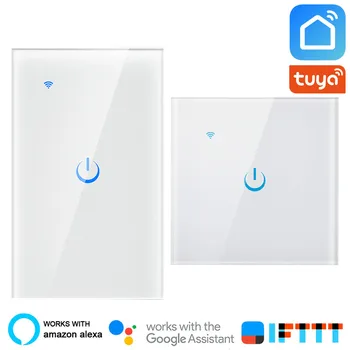

Smart Wifi Switch EU US 1 2 3 Gang Tuya Smart Life App Wireless Remote Control Smart House Touch Panel Light Switch