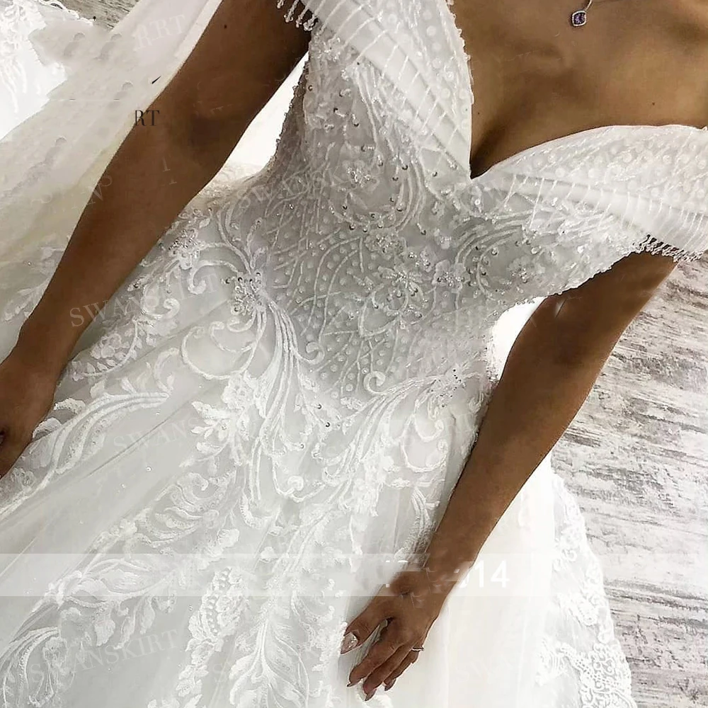 Роскошное Свадебное платье 2019 принцесса Swanskirt кружево с аппликацией и бисером бальное платье Часовня свадебное платье с длинным подолом