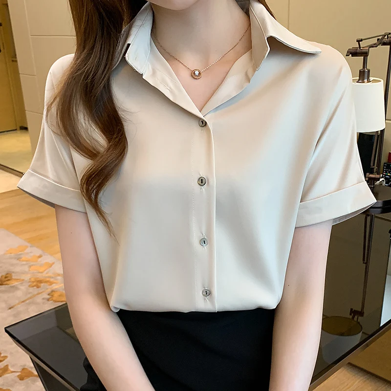 white satin button front shirt