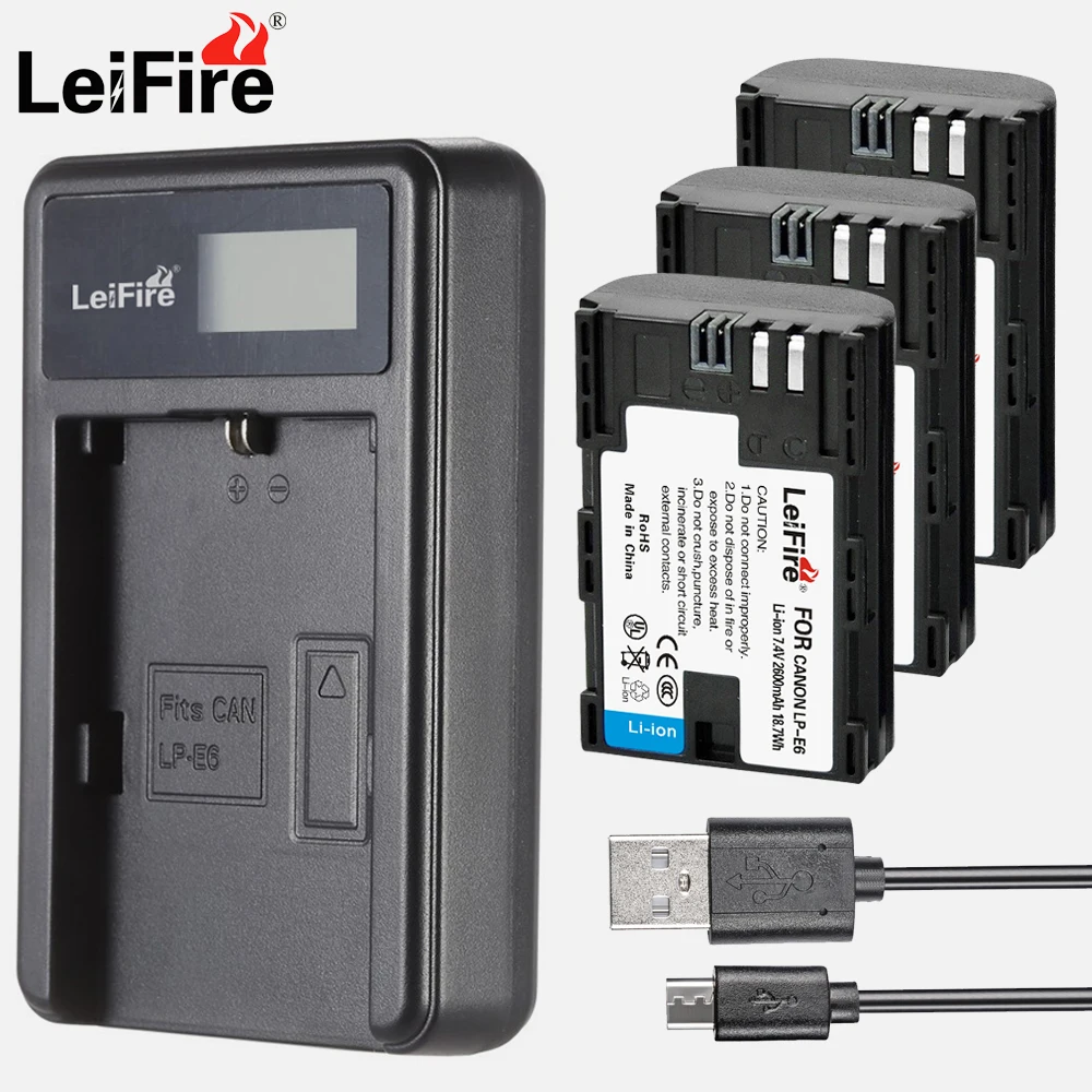 LP-E6 LPE6 lpe6 Аккумулятор для камеры + зарядное устройство USB ЖК-экрана Canon EOS 5D Mark II 2 III 3