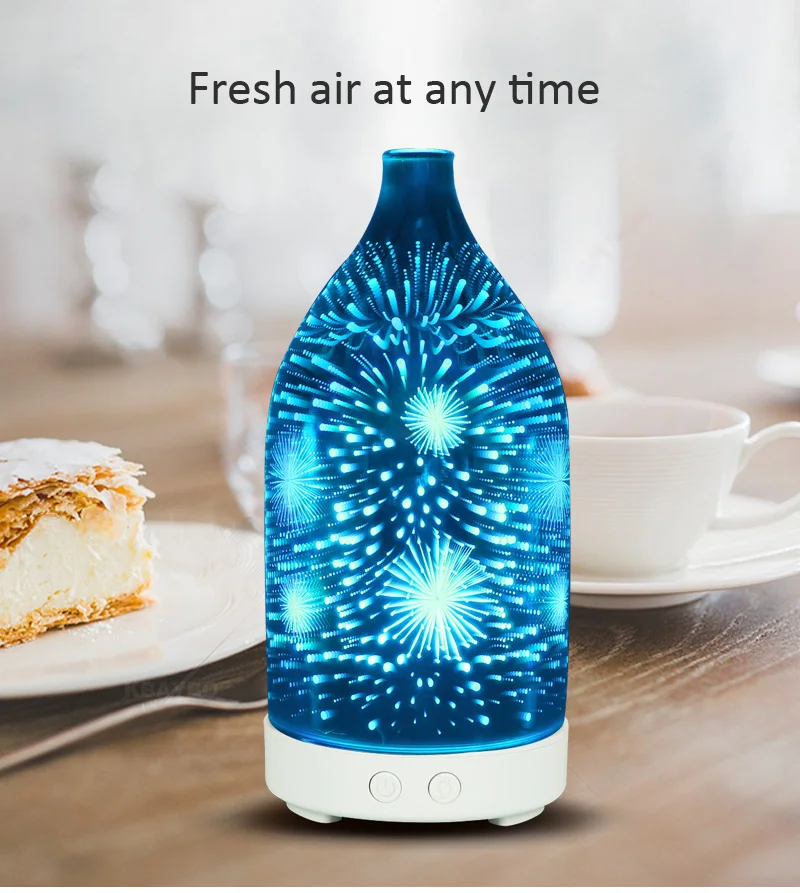 100ml Creative 3D Ultrasonic Aroma Essential Oil Diffuser With LED Changing Light Air humidifier Essential Oil Cool Mist