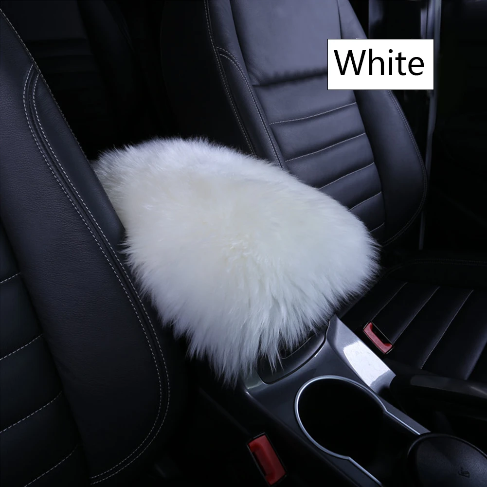 White Универсальные теплые меховые плюшевые автомобильные подушки-подлокотники Автомобильная центральная консоль подлокотник коробка подушка крышка подлокотник коробка мягкая подушка - Название цвета: White