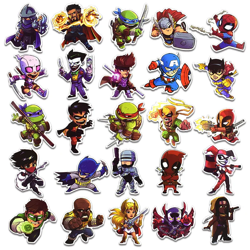 50 шт. гибрид(серия Super Hero B) мультяшная игрушка наклейка автомобиль моделирование велосипед, мотоцикл, мобильный телефон, ноутбук компьютер, путешествия B