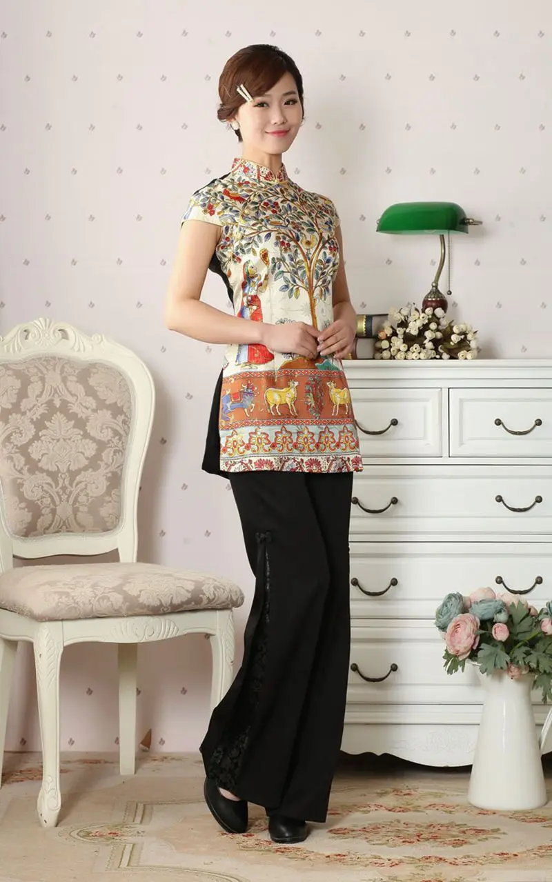Китайский стиль ретро женский летний Повседневный короткий топ cheongsam Улучшенный Повседневный модный костюм Tang Летняя женская рубашка