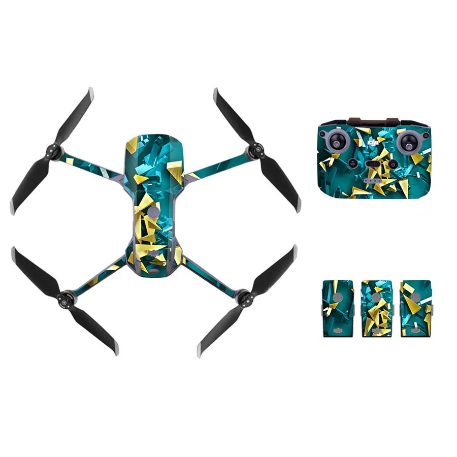 3D Colorful Block Style Decal Skin Sticker For DJI Mavic Air 2 Drone + Remote Controller 3 Batteries Protection Film Cover | Электроника