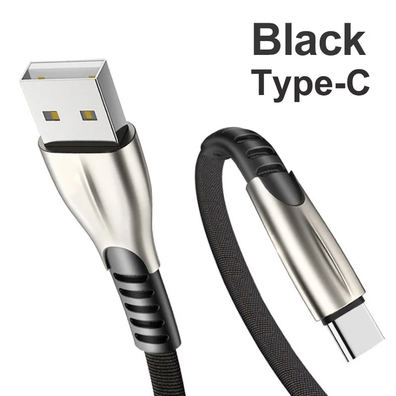 Bayserry 3A usb type-C кабель для huawei mate 30 P30 Pro samsung S9 USB C Quick Charge 3,0 кабель для быстрой зарядки и передачи данных - Цвет: Black Type C Cable