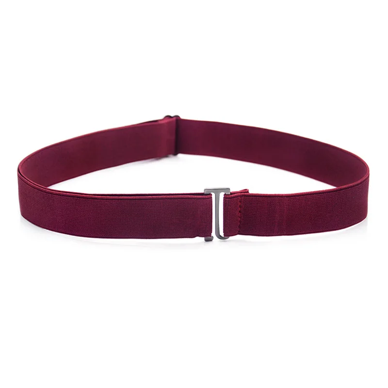 Wine Red 8 видов стилей нет шоу женский эластичный пояс Невидимый эластичный пояс с плоской пряжкой для джинсов брюки платья - Цвет: Wine Red