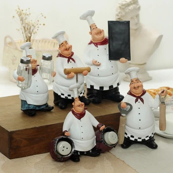 

23cm 21cm 27cm Resin Chef Function Figurines Bottle Opener Message Board Salt And Pepper Can Creative Bar Home Ornament
