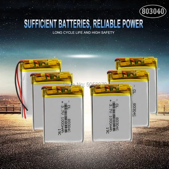 

10pcs 3.7V 1000mAh 803040 Lithium Polymer Li-Po ion Rechargeable Battery For MP4 MP5 GPS PSP mobile Pocket PC e-books bluetooth