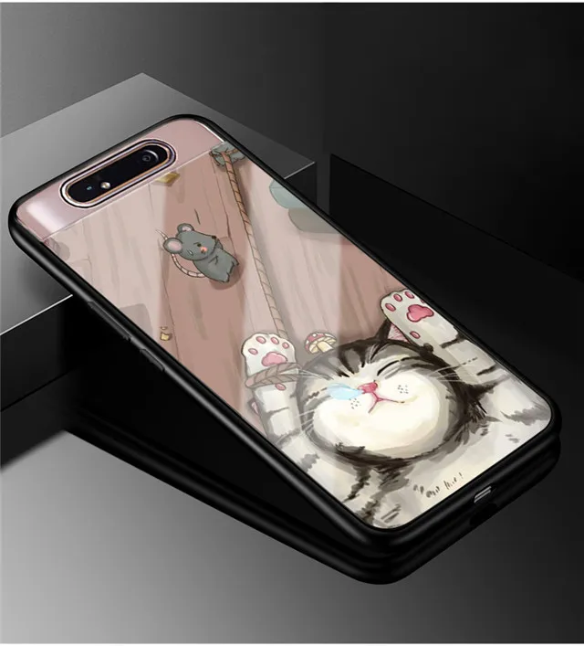 37 Для samsung Galaxy A80 чехол 6,7 ''закаленное стекло твердая задняя крышка для samsung Galaxy A90 A 80 мягкий чехол для телефона бампер - Цвет: 37