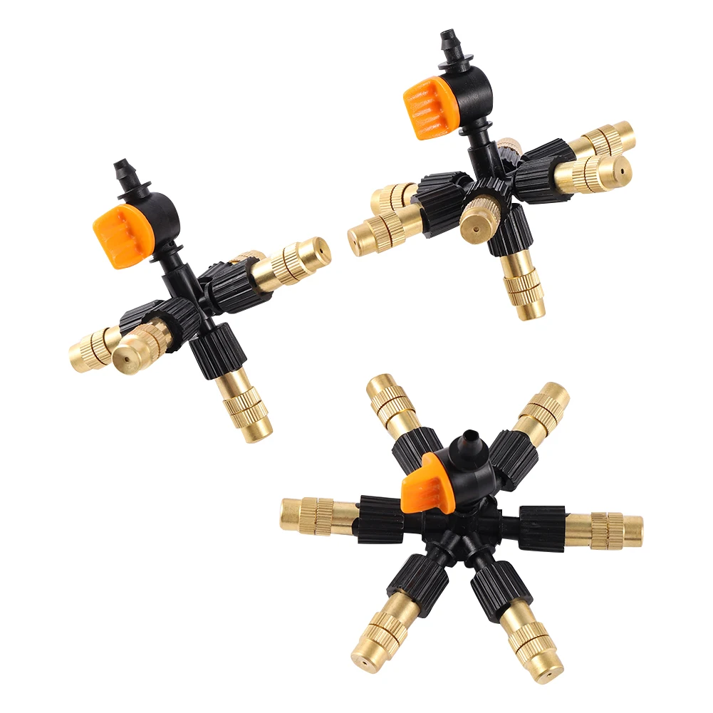 Garden Misting System Adjustable 4/5/6/7way Brass Atomizing Nozzle With Mini Valve Irrigation