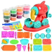 12colors Creative Kids Clay Toy Plasticine Tool Set Hamburger Noodle Ice cream Machine DIY Made Mold Play House Toys Kit 1
