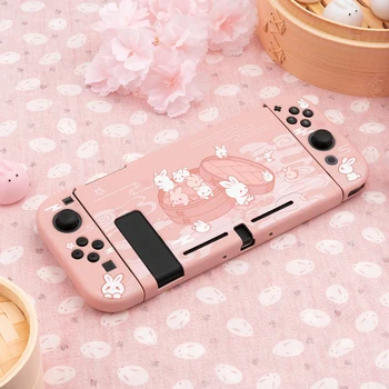 

Pink Bunny Protective Shell Split TPU Soft Cover Anti-fall NS Game Console Housing Case Box For Nintendo Switch Accessories
