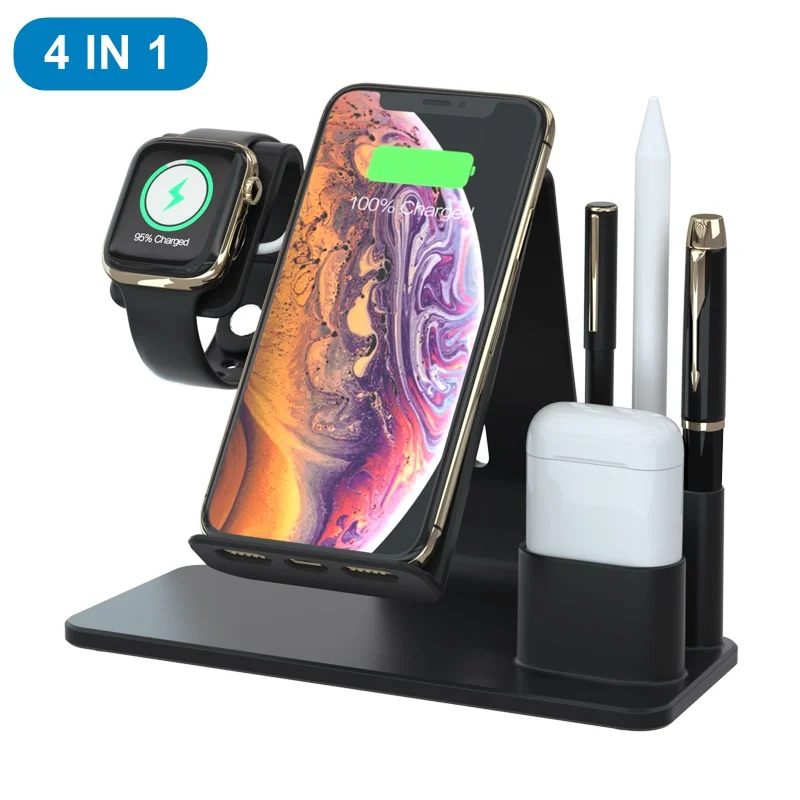 Держатель беспроводного зарядного устройства Tongdaytech 4 в 1 Qi для iPhone X 8 XS 11 Pro Max Xiaomi