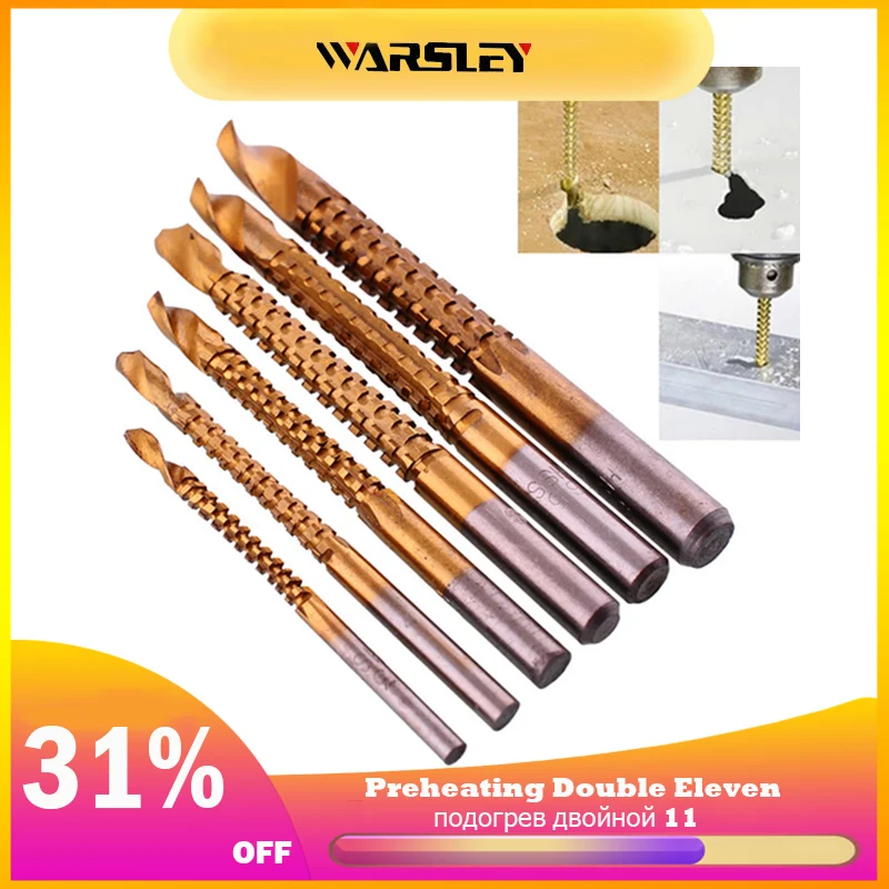 6 шт./спиральное сверло электроинструмент дрель высокоскоростная Стальная