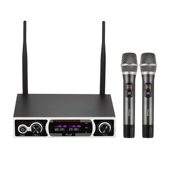

Muslady KLU3 Advanced Wireless Microphones Set with 1 Receiver 2 Handheld Microphone Color Screen