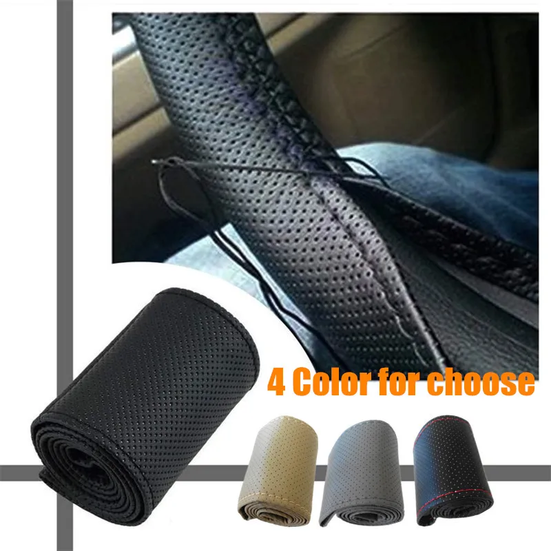 38cm Microfiber Car Steering Wheel Cover Soft PU Leather Braid On The Steering-Whee | Автомобили и мотоциклы