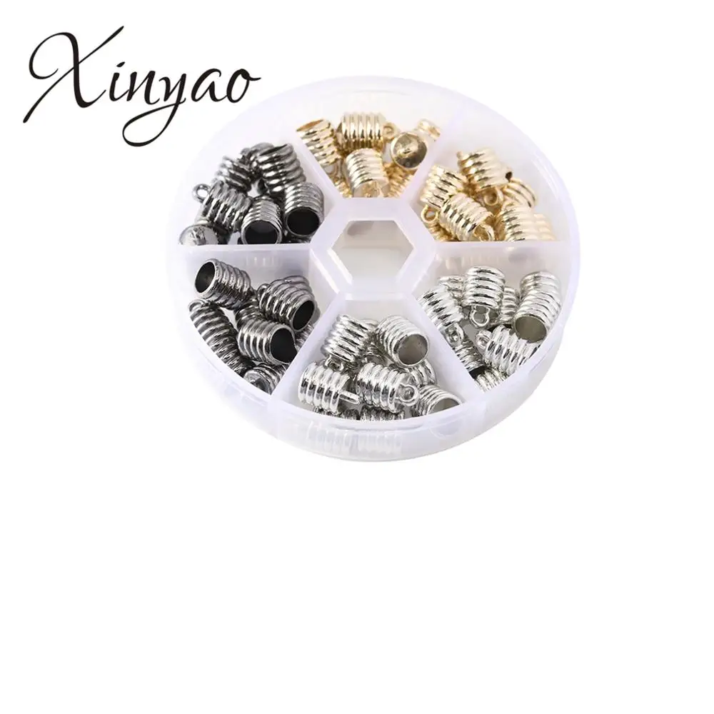 

60 Pcs/lot Color mixing Gold Silver Gunblack CCB End Tassel Caps Beads Crimp End Tip Beads Caps for Earrings Jewelry Findings
