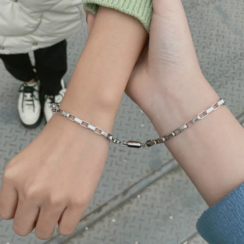 Pulsera de la amistad de acero inoxidable para hombre y mujer, brazalete de la amistad, 2 uds., 2021