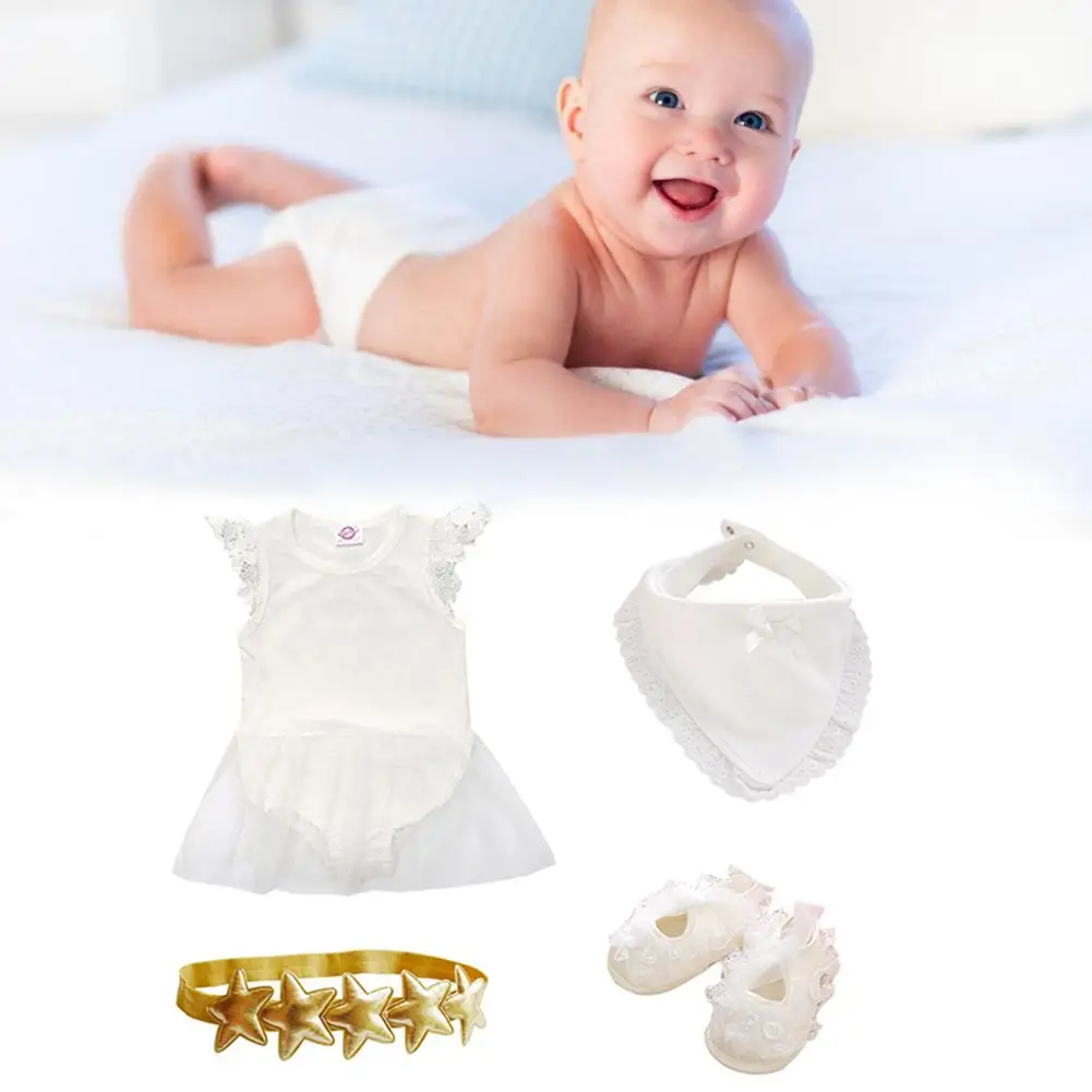 

2019 New Creative Cotton Newborn Princess Wind Suit Newborn Baby Suit Spring And Summer Clothes Romper Shoes Set