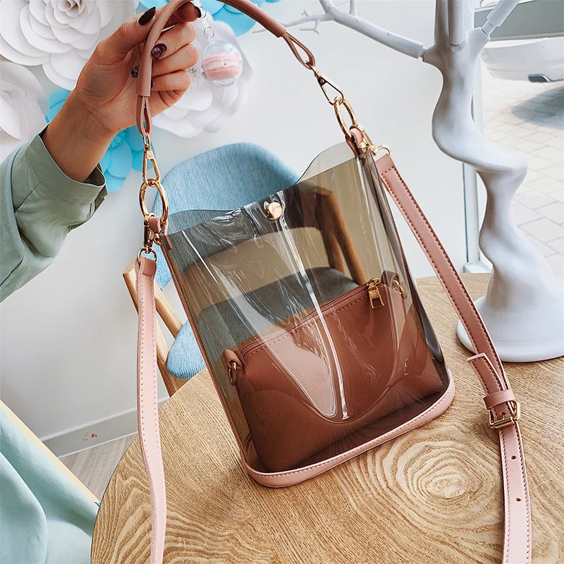 

2019 new JIULIN high quality transparent multi-function jelly large capacity shoulder bag women handbag