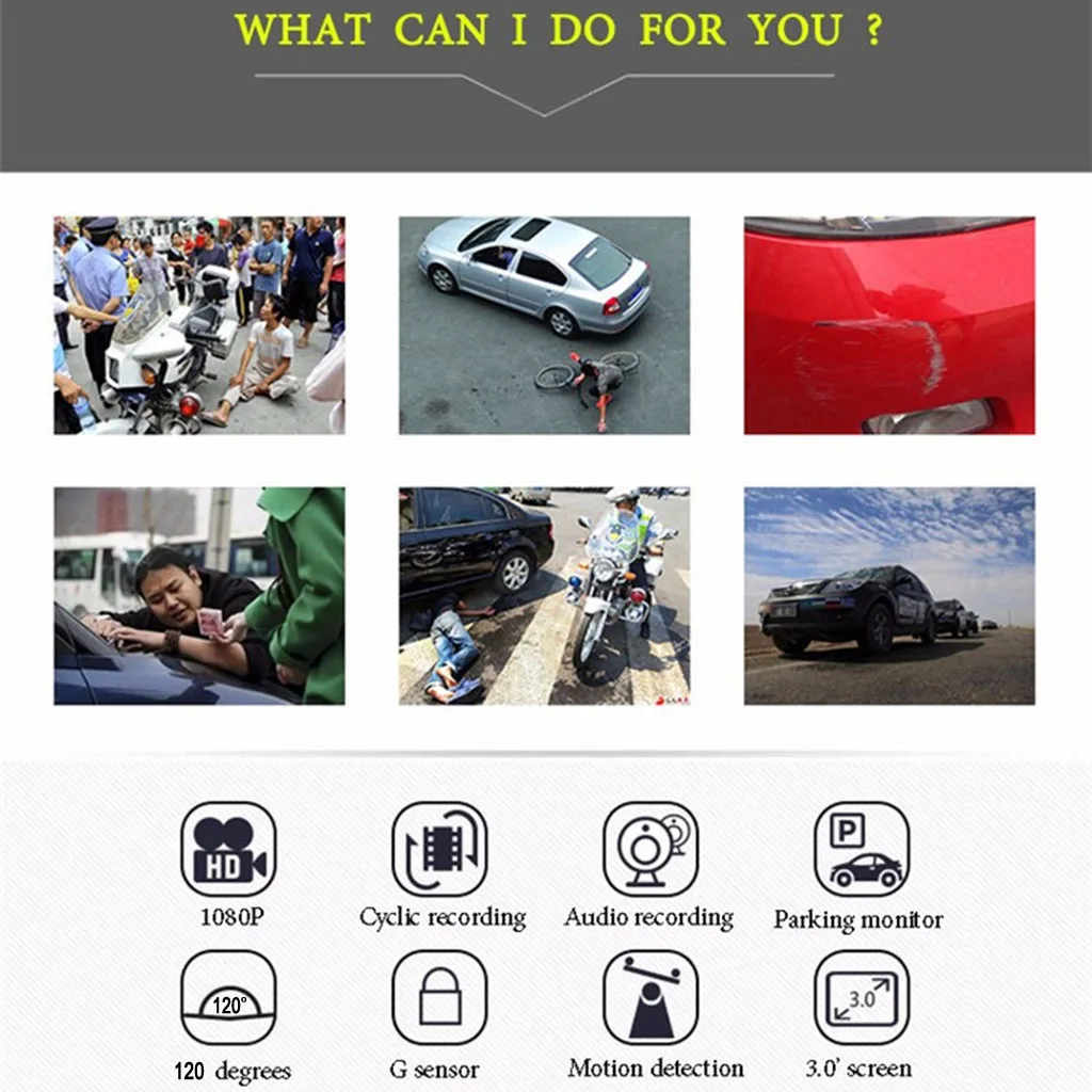 DC 5V, 180mah 3.0'' 720P Car Rear View Camera Monitor Dash Cam Recorder 120 Degree Angle Dropship Good